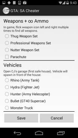 GTA: San Andreas Cheater v2.3 APK for Android