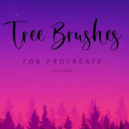  35 tree stamps for Procreate